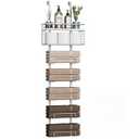 Aetyord Towel Racks for Bathroom Over The Door Towel Racks Towel Storage Organizer with Metal Shelf Basket for Bathroom Rv Camper (7-Tier Silver)