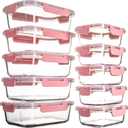 UMEIED 10 Pack Glass Food Storage Containers with Lids Leakproof, Airtight Glass Meal Prep Containers For Lunch, On The Go, Leftover, Dishwasher Safe, Large