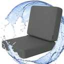 Favoyard Outdoor Deep Seat Cushion Set, 22 x 22 Inch Rainproof & 3-Year Fade Resistant Patio Furniture Cushions, Removable Seat Bottom & Back Cushion covers with Ties for Chair, Sofa, Couch, Dark Grey