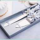 TIHOOD Set of 2 Rustic Wedding Cake Knife and Serving Set with Twine Heart Love Wood Tag Burlap Lace Wedding Cake Knife