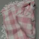 JIALE Gingham Table Cloth Rectangle Cotton Linen Fabric Gingham Tablecloth with Tassel Washable Wrinkle Free Buffalo Plaid Table Cover for Valentines Day Spring Picnic Kitchen Dining, Pink, 55x120