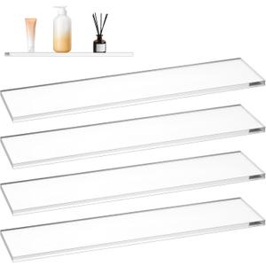 4 Pcs Medicine Cabinet Replacement Shelves 13 Inch Medicine Acrylic Shelves Wall-Mounted and Hanging Suitable for Bathroom Kitchen Living Room (Clear)