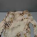 Floerns Women's Leopard Mesh Cowl Neck Blouses Long Sleeve Draped Deep V Neck Going Out Tops (Medium, Apricot Multi)