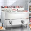EGGKITPO Commercial Fryer Stainless Steel Electric Deep Fryer with Oil Filtration and Timer 24L Large Capacity Dual Tank Fryer with Baskets and Lids Countertop Deep Fryer for Restaurant Use 120V 3500W