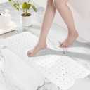 Silicone Bath Tub Mat Non Slip, 36"x16" Shower Foot Scrubber Mat with Drain Holes and Suction Cups, Upgraded Bathtub and Shower Mats, Machine Washable Bathtub Floor Liner Mats for Bathroom (Clear)