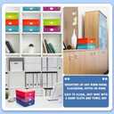 Pinkunn 12 Pcs Multicolor Plastic Document Boxes 12.2 x 9.06 x 3.35 Inch Keepsake Photo Storage Box Classroom Storage Bins with Lid File Cube Organizer with 6 Sheets Name Labels for School Office Home