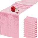 10 Packs 12 x 72 inches Pink Sequin Table Runner, Glitter Runner for Birthday Party Supplies Wedding Holiday Celebration Baby Shower Engagement Anniversary Decor, 12"x72" 10PCS