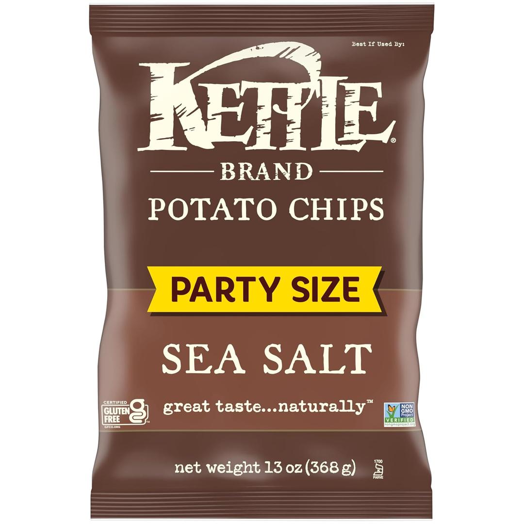 Kettle Brand Potato Chips, Sea Salt Kettle Chips, Party Size, 13 Oz (EXP 12/12/26)