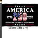 250 anniversary USA Flags 3x5 Outdoor Double Sided 3 Ply Heavy Duty 250 Years Flags Banner for Outside with 2 Brass Grommets UV protection Fade Resistant for Indoor Outdoor