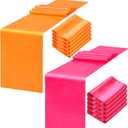 12 Pcs Hot Pink and Orange Satin Table Runner Summer Party Decorations 108" Long Table Party Supply for Wedding Bachelorette Graduation Bridal Sunset Decor