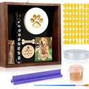 9.8'' Pet Memorial Shadow Box Brown Pet Sympathy Frame Set Rustic Collar Holder Picture Frame Dog Cat Sympathy Gift for Pet Lover as Loss Pet Remembrance Memory Keepsake