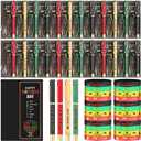 Ctosree 24 Set Happy Kwanzaa Gifts Bulk Ballpoint Pens with Greeting Cards Kwanzaa Ballpoint Pens Bookmark Card and Silicone Bracelet Heritage Holiday Party Favors Goodie Bag Fillers Stuffers