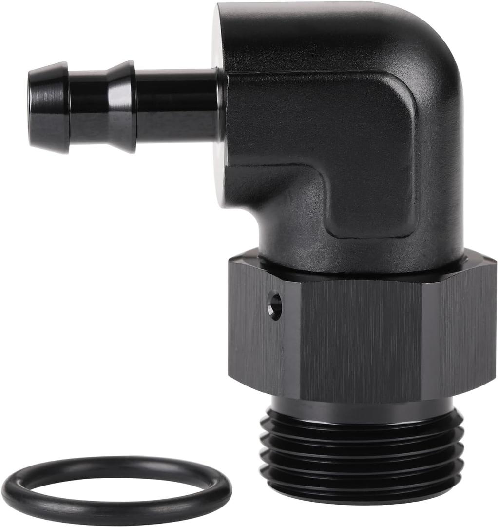 12AN -12 ORB Male to 3/8 Hose Barb 90 Degree Fitting Adapter Aluminum Black