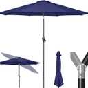 Tempera Patio Market Outdoor Table Umbrella with Push Button Tilt and Crank,Large Sun Umbrella with Sturdy Pole&Fade resistant canopy,Easy to set  (Navy Blue 9 FT)