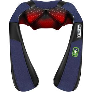 Neck Massager, Shiatsu Cordless Shoulder Massagers with Heat, Upgraded 4D Deep Tissue Kneading, Rechargeable Back Massager for Neck, Shoulder, Back, Legs, Gifts for Men Women Mom Dad (Blue)