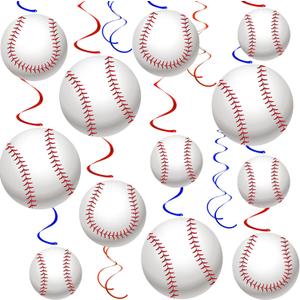 3 x 54 Pieces Baseball Party Hanging Swirls Decorations Sports Balls Garland Foil Ceiling Wall Hanging Cutouts for Baseball Theme Party Baby Shower Birthday Decoration Supplies