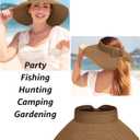 Sun Visor Hat for Women, Wide Brim Straw Summer UV Protection Hat, Foldable Roll-up Packable Beach Cap