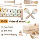 Baby Musical Instruments-Montessori Wooden Toys for Toddlers 1-3,Neutral Colors Percussion Instruments Set with Modern Boho Xylophone for Kids Preschool Educational 3+