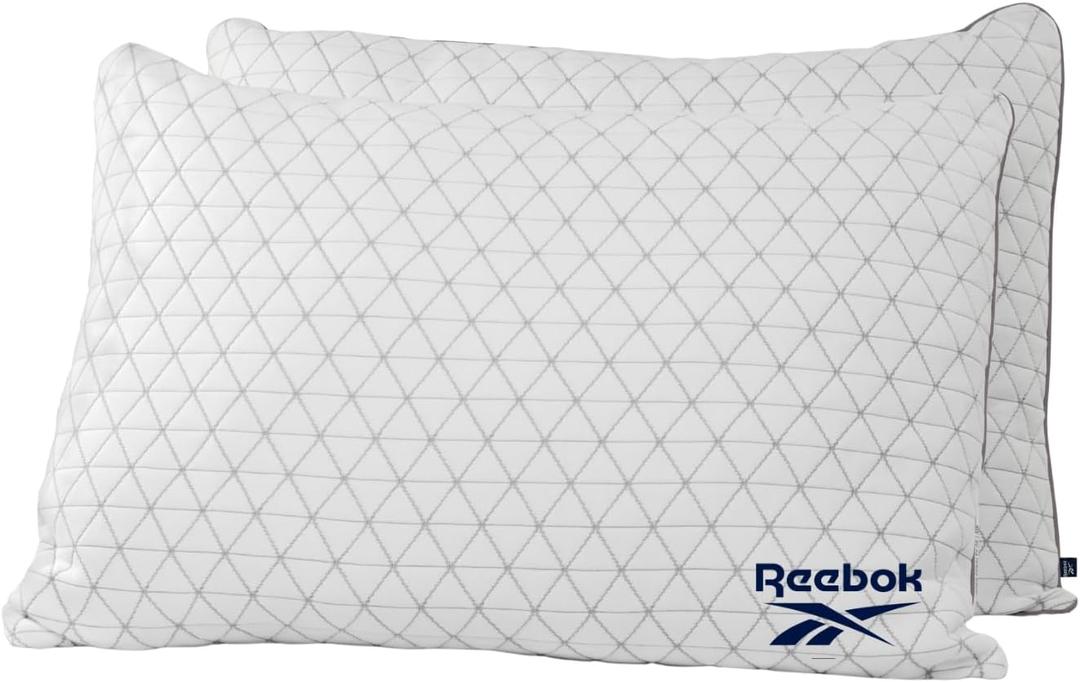 Reebok Charcoal Breeze Pillow 2 Pack, Queen Size, RBK Fresh Pillows with Cooling Airflow, Odor Neutralizing & Moisture Wicking, Moderate Firm Support for Side, Back & Stomach Sleepers GRS Certified, 20 inches x 28 inches