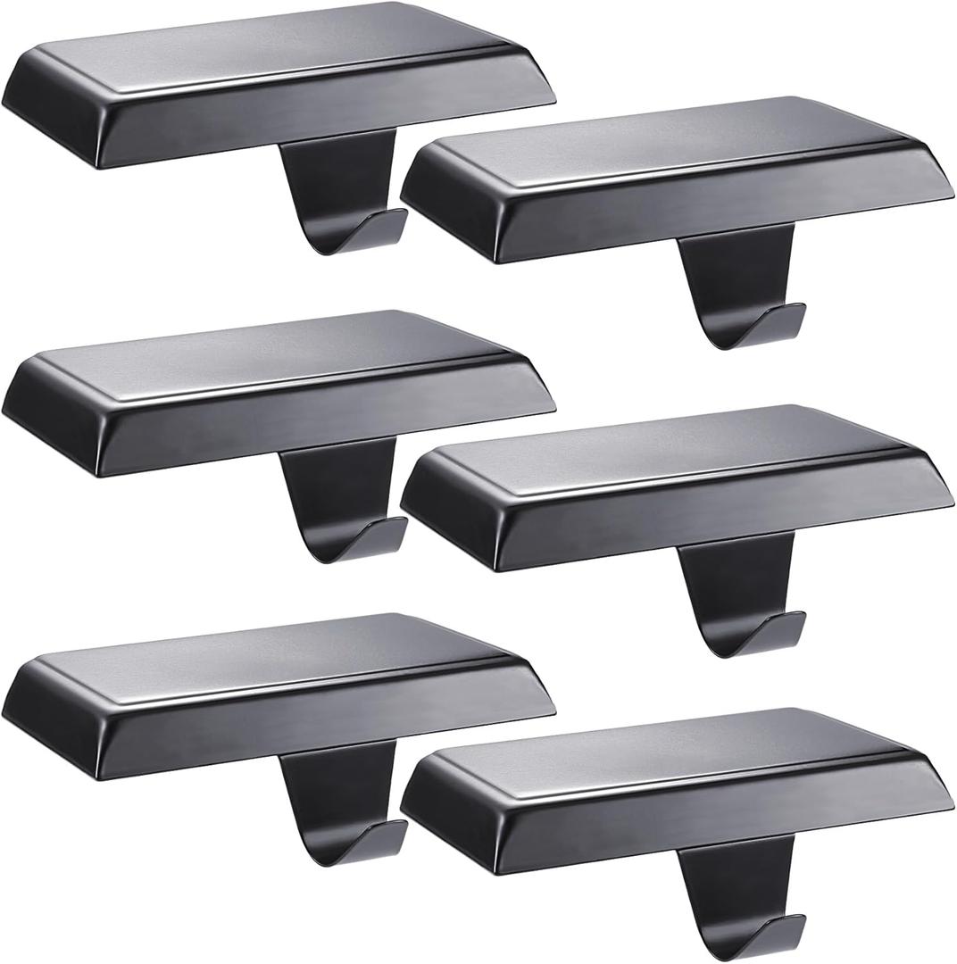 Sunshane 6 Pieces Christmas Stocking Holders Mantel Stocking Hanger Hooks Fireplace Mantle Metal Hang Bases for Xmas Party Decorations (Black)