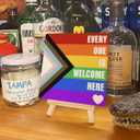 LGBT Pride Month Gifts for Men Women, LGBT Rainbow Progress Pride Lesbian Gay Queer Home Office Desk Decor, LGBTQ Equality Decor Sign, Every One Is Welcome Here