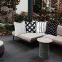 TAJWE Outdoor Waterproof Pillow Covers 16x16 Set of 4 Black and White Modern Geometry Stripe Decorative Cushion Cases for Patio Furniture Couch Porch