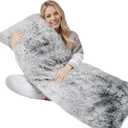 ZonLi Fluffy Body Pillow, Full Body Pillows for Adults, Long Pillow for Sleeping with Removable Cover and Adjustable Filling for Side Sleeper & PregnancyLarge and Firm Pillow, Machine Washable(Grey) (Grey)