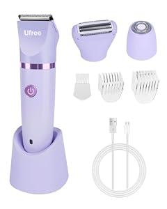 Ufree Bikini Trimmer Electric Razors for Women, Ceramic Blade Body Hair Trimmer, IPX7 Waterproof Rechargeable Lady Shaver, Personal Groomer for Legs & Pubic Hair, Gifts for Women, Purple