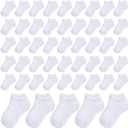 Handepo 50 Pairs Toddler Ankle Socks Low Cut Kids Crew Half Cushion Low Rise Sock Bulk for Babies Boys Girls (Medium, White)