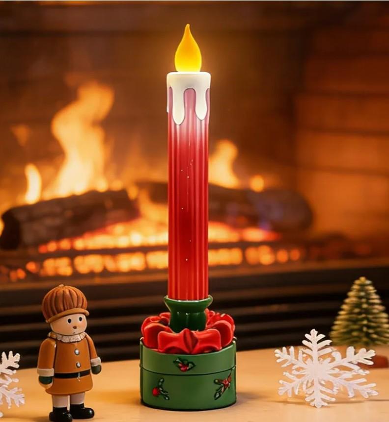 Flameless LED Candle for Christmas - Creates a Warm & Cozy Ambiance - Battery Operated (2 AA Batteries Not Included) for Mantel or Table