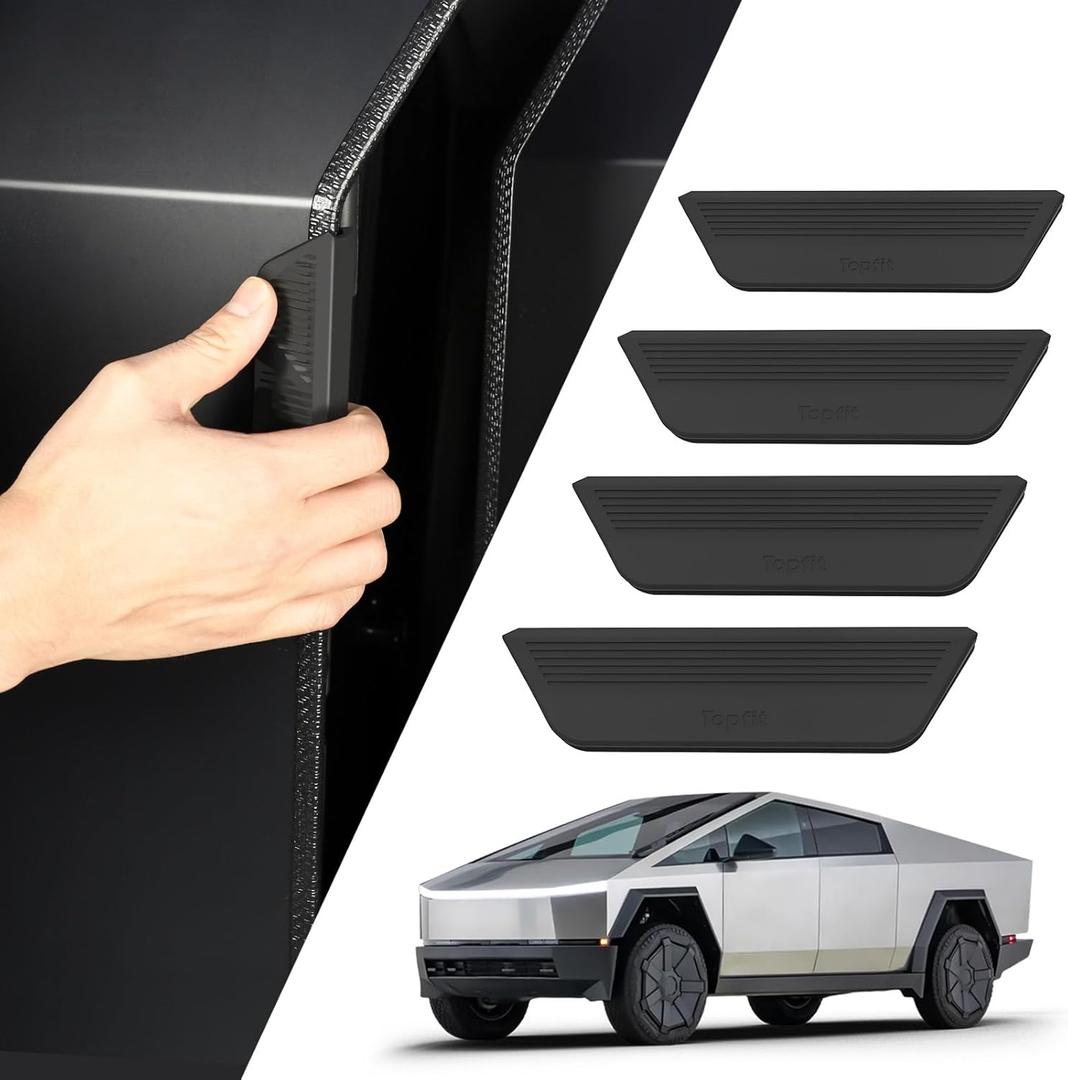 for 2026 2025 2024 Tesla Cybertruck Fingerprint-Resistant Door Handle Set [4pcs]  Anti-Fingerprint Interior Door Closer, Sleek Black Inserts for Easy Installation and Clean Look