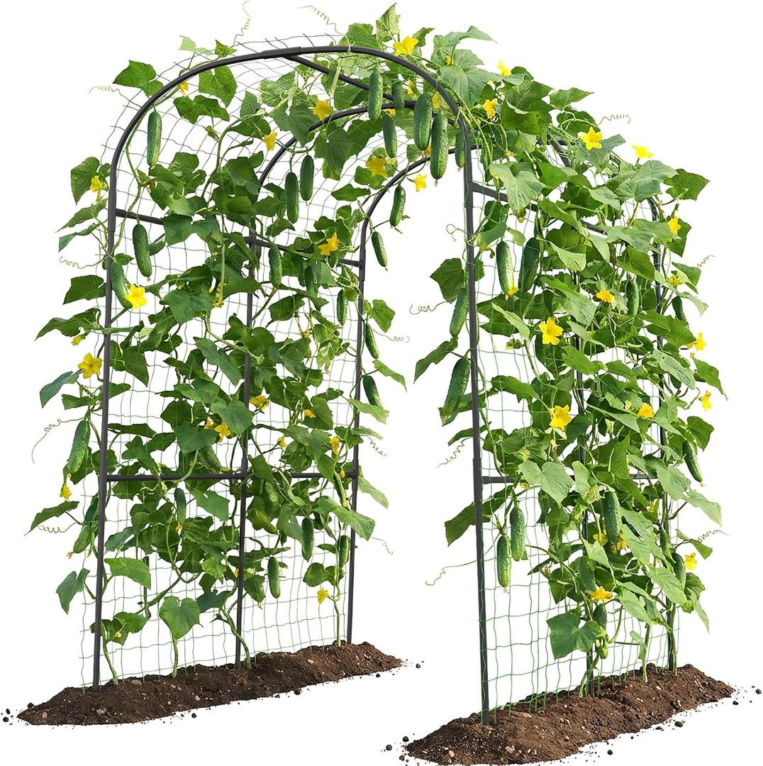 Tall Garden Arch Trellis for Climbing Plants, 83in Tall Metal Plant Support Trellis Archway for Climbing Plant Vegetables Cucumber, Outdoor Yard Lawn Garden Arch Tunnel Trellis, 83" H x 47" L x 71" W