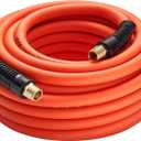 VEVOR Air Hose, 1/2" x 50FT Hybrid Air Compressor Hose, 300 PSI Kink-Resistant Pneumatic Hoses with 1/2-inch Solid MNPT Bras Fittings, Three-Layer Construction, All-Weather Flexibility