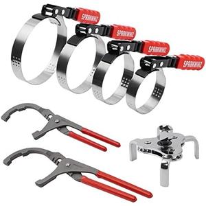 SPARKWHIZ Oil Filter Wrench Set, Oil Filter Removal Tool 2-3/4" - 5-1/4", 9" & 12" Adjustable Oil Filter Pliers, Adjustable 3-Jaw Oil Filter Wrench, 7pcs