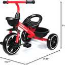 KRIDDO Kids Tricycles Age 24 Month to 4 Years, Trike for 2.5 to 5 Year Old, Gift Tricycles for 2-4 Year Olds, Trikes for Toddlers, Red