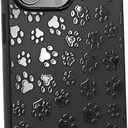 Matte Black Case Compatible with - iPhone 12 Pro - iPhone 12-6.1 inch Protective TPU Rubber Cover with Pawprint Cute Bumper Kawaii Design Shockproof for Teen Girls Minimal Cat Dog Animal Funny