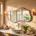 Dorlicecass Irregular Wall Mirror-Leaning Hanging 47.2"x21.6" Gold Asymmetrical Wavy Aluminum Frame Decorative Full Body Mirror for Living Room,Bedroom,Cloakroom,Entryway