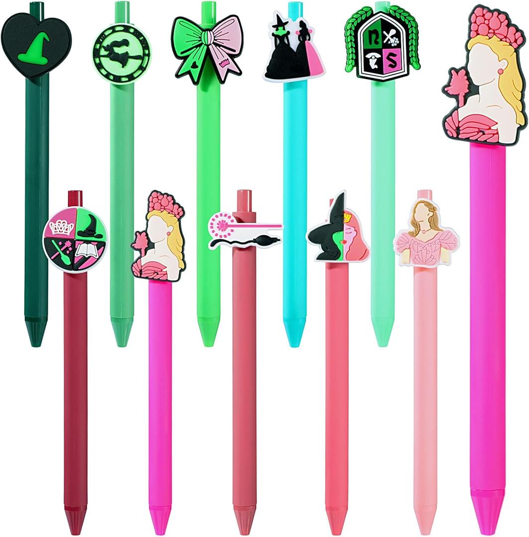 10 Pcs Halloween Ballpoint Pen DIY Retractable Gel Ink Pen Princess and Witch Cartoon Pens for Office Stationary Writing Pen Party Favors