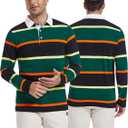 Men's Polo Shirts Long Sleeve Striped Dry Fit Casual Collared Pique Golf Polo Shirts for Mens (XL)