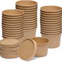 GUSTO [8 oz. - 25 Count Kraft Paper Food Containers with Vented Lids - To Go Hot Soup Bowls, Disposable Ice Cream Cups, Ideal for Hot and Cold Foods - (Formerly Comfy Package)
