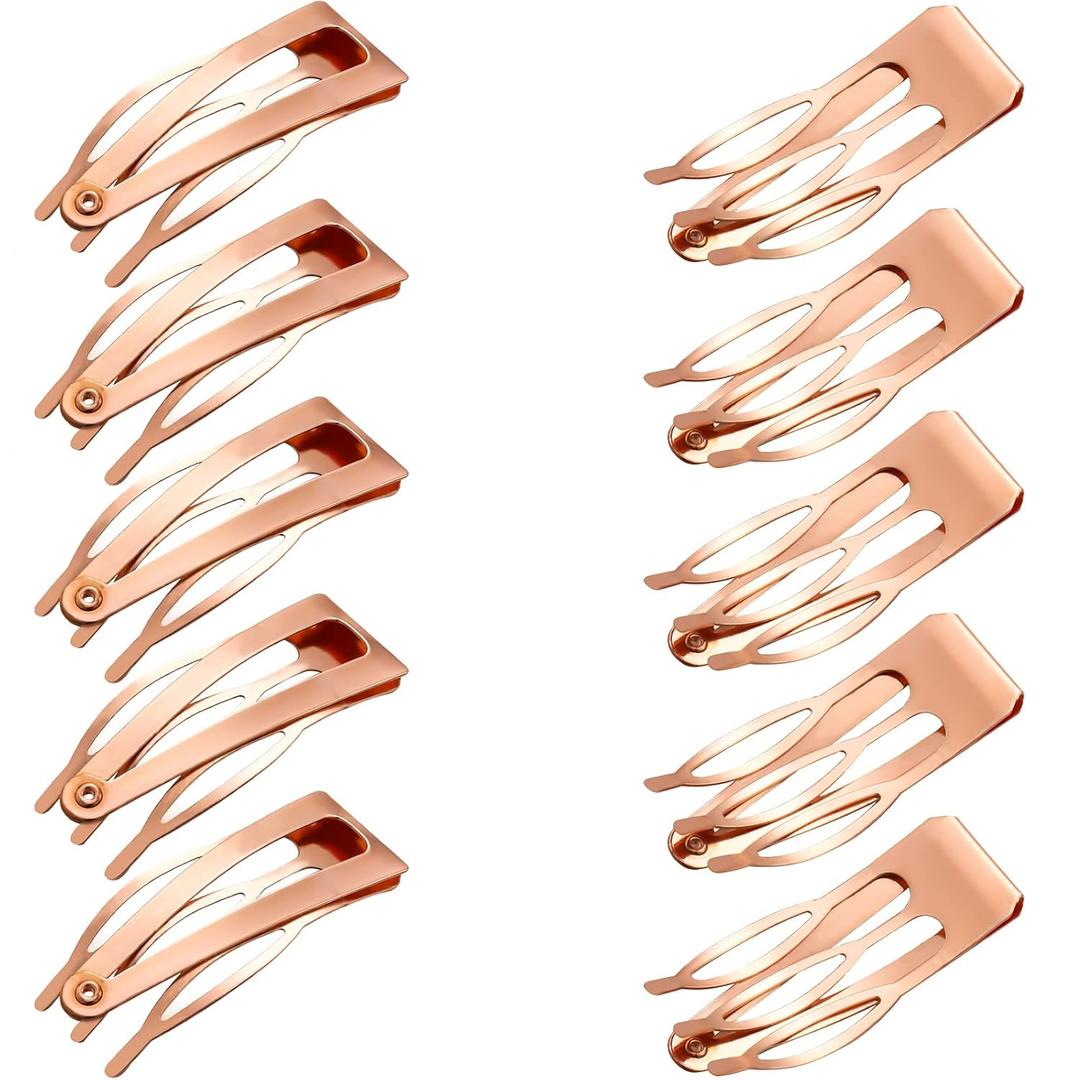 Chinco Double Grip Hair Clips Metal Snap Clips Women Barrettes for Hair Making, Salon Supplies (Rose Gold, 2 Inch) (23 Count (Pack of 1))