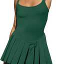 SENSERISE Womens Tennis Dress with Built in Shorts & Bra Workout Athletic Dresses Golf Outfits Pleated Summer Romper (X-Small, Green)