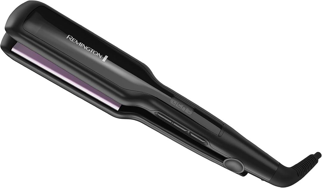 Remington 1 3/4" Flat Iron, Hair Straightener with Anti-Static Technology, 30-Second Heat Up & 60 Minute Auto Shut-off, 30% Longer Ceramic Floating Plates, Titanium + Ceramic Coating (1 3/4", Black)
