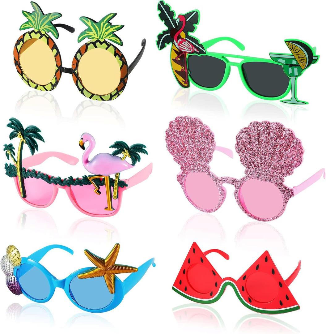 Stegosaurus 6 Pairs Novelty Party Sunglasses, Funny Luau Party Sunglasses Hawaiian Tropical Glasses Beach Themed Party Supplies Decoration