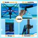 HOMEDEMO 6'6' Beach Cabana, Beach Canopy Tent Easy Set up and Take Down with Sand Pockets, Big Sandy Anchor, Elongated Side Wall Cabanas for Sand, Dark Blue Stripes, 6x6 feet