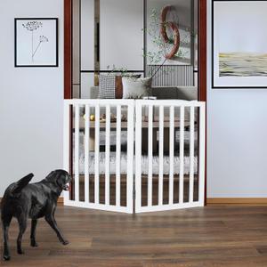 ZJSF Freestanding Indoor Dog Gate for House Foldable Wood White Puppy Gate for Doorways Pet Gate for Stairs Extra Wide Pet Fence 32" Height 2 Panels (2 Panels40''W x 32''H)