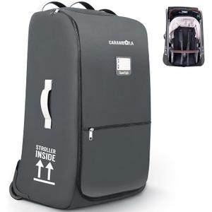 CARAMBOLA Stroller Bag for Airplane,Travel Bag - Compatible with UPPAbaby Vista/V1 V2 V3, Cruz/V1 V2 V3 |Rolling Wheel Bag with Storage Pocket, Waterproof, Rolling Wheels, Multiple Handles | Grey (L25"W12"H32", Gray)