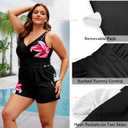 Plus Size Swim Romper Women One Piece Swimsuit Tummy Control Bathing Suit with Shorts Modest Full Coverage Swimwear (Black, XXXL)