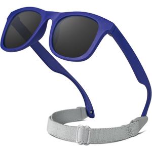 4 x RIVBOS Baby Sunglasses Boys&Girls with Strap UV400 Polarized Flexible for Toddler,Infant and Newborn(0-24month) RBK0231 (Navy Blue&grey Lens)