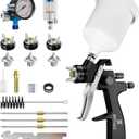 LVLP Air Spray Gun Premium Kit with 1.3/1.5/1.7mm Nozzle & Air Regulator,Automotive Paint Sprayer, for Cars & House DIY Painting Gun(Black)